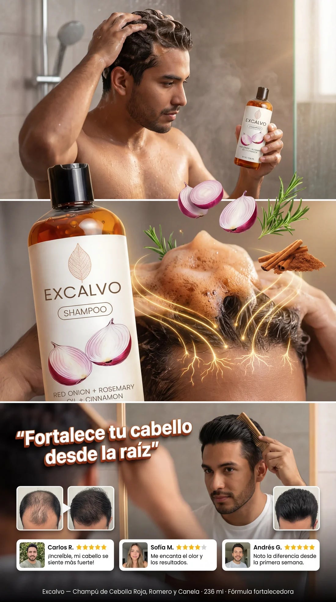Shampoo Excalvo Regenerador eficaz contra la calvicie + ENVÍO GRATIS