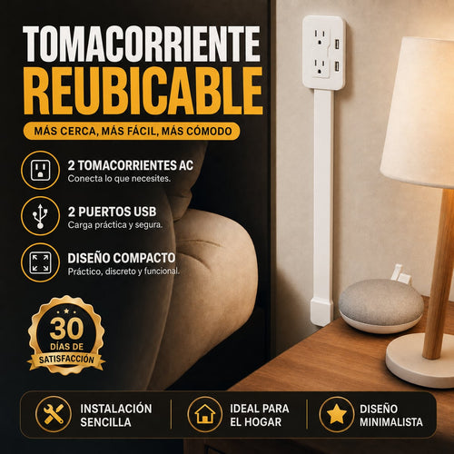 Extensor de Tomacorriente con 2 Puertos USB + ENVÍO GRATIS Y PAGA AL RECIBIR